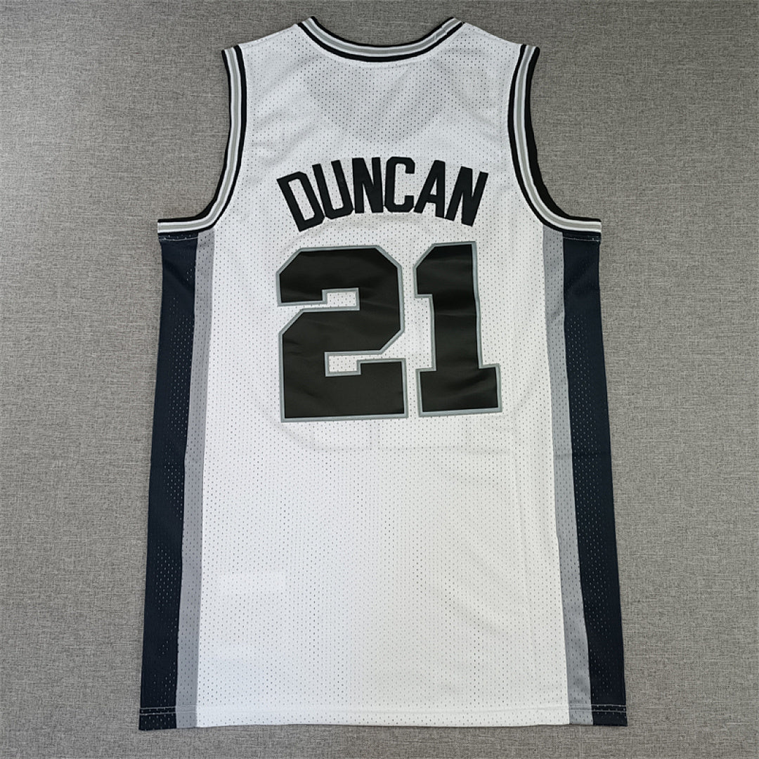 Tim Duncan #21 San Antonio Spurs White 1998-99 Throwback Embroidered Jersey